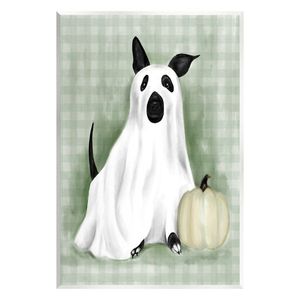 The Holiday Aisle® Dog Ghost Halloween Costume On MDF by Lil' Rue Print